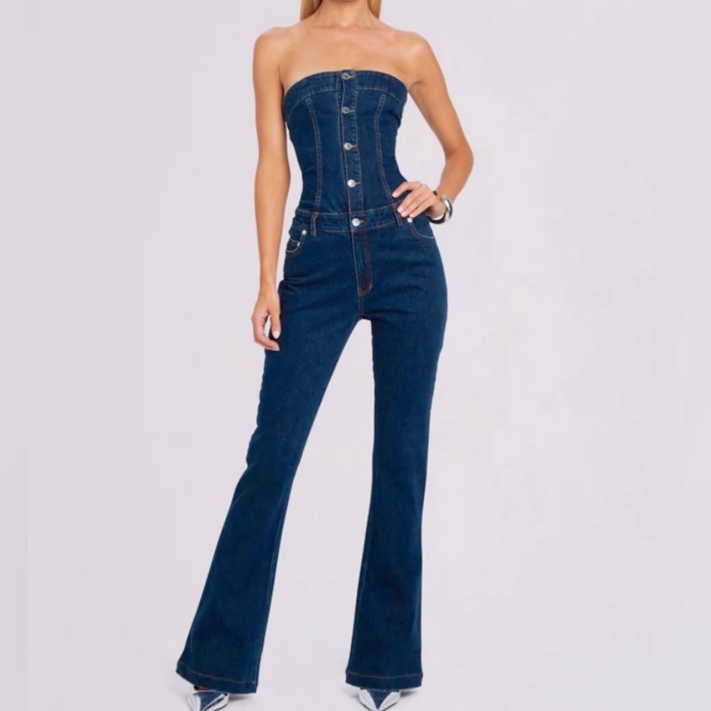 SER.O.YA Denim Jumpsuit in Dark Blue